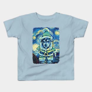 Santa Dog Van Gogh Style Kids T-Shirt